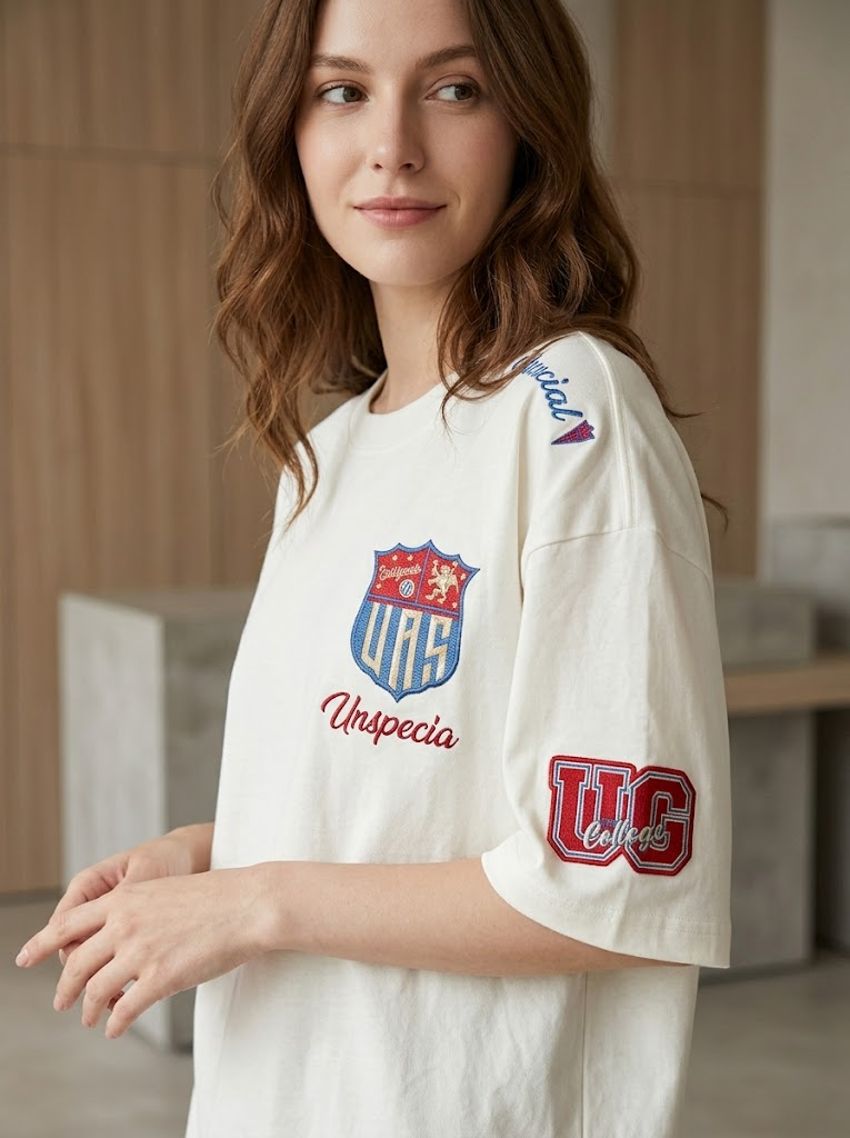 Timeless Embroidered Tee in Warm Neutral