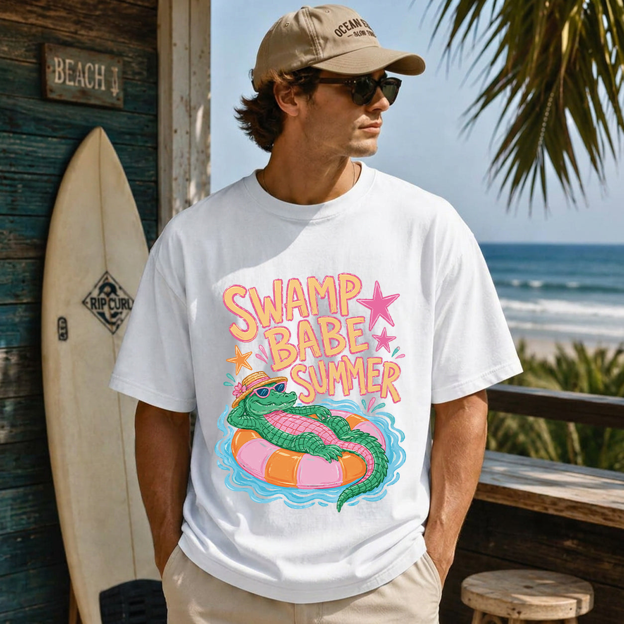 Swamp Babe Summer Graphic Oversized T-Shirt