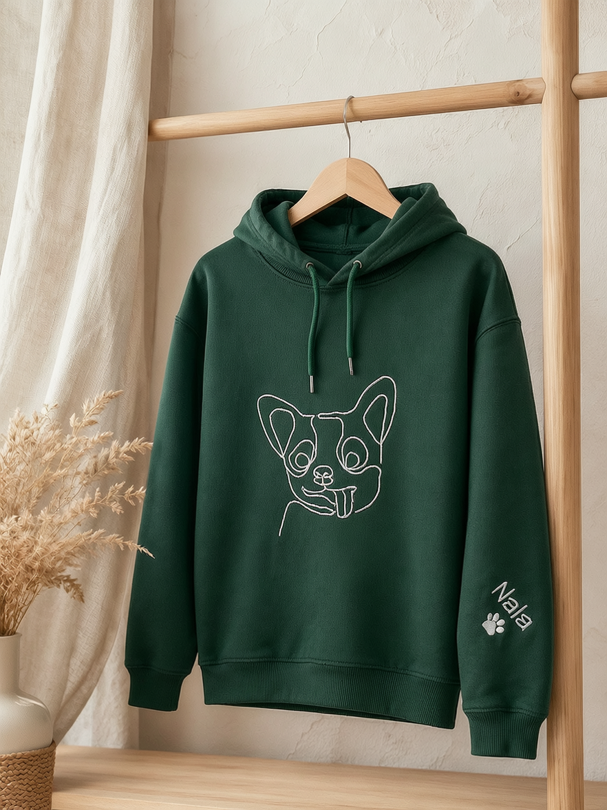 Norlune Atelier Embroidered Hoodie in Evergreen