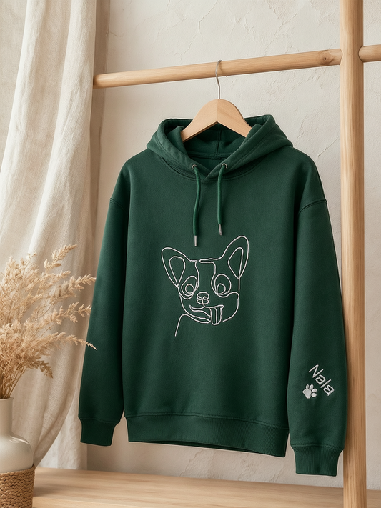 Norlune Atelier Embroidered Hoodie in Evergreen