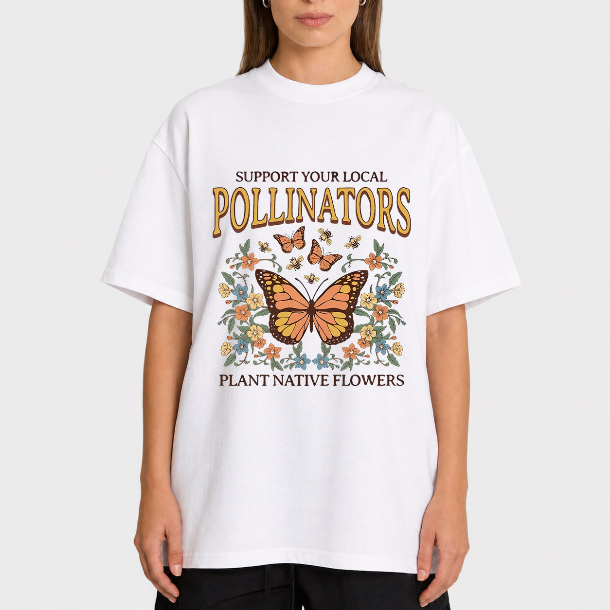Vintage Butterfly Botanical Graphic Oversized T-Shirt