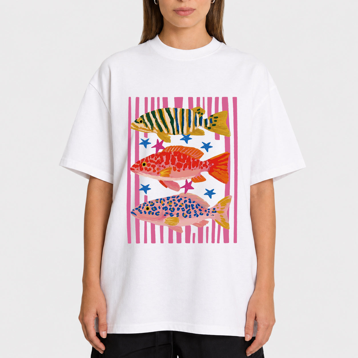Vintage Fish Graphic Oversized T-Shirt