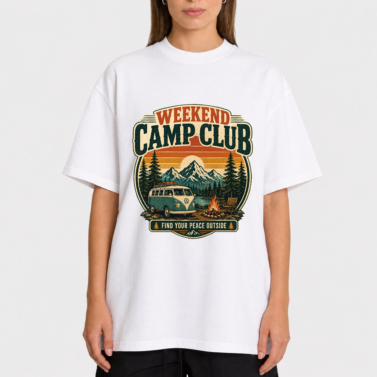 Vintage Camping Graphic Oversized T-Shirt