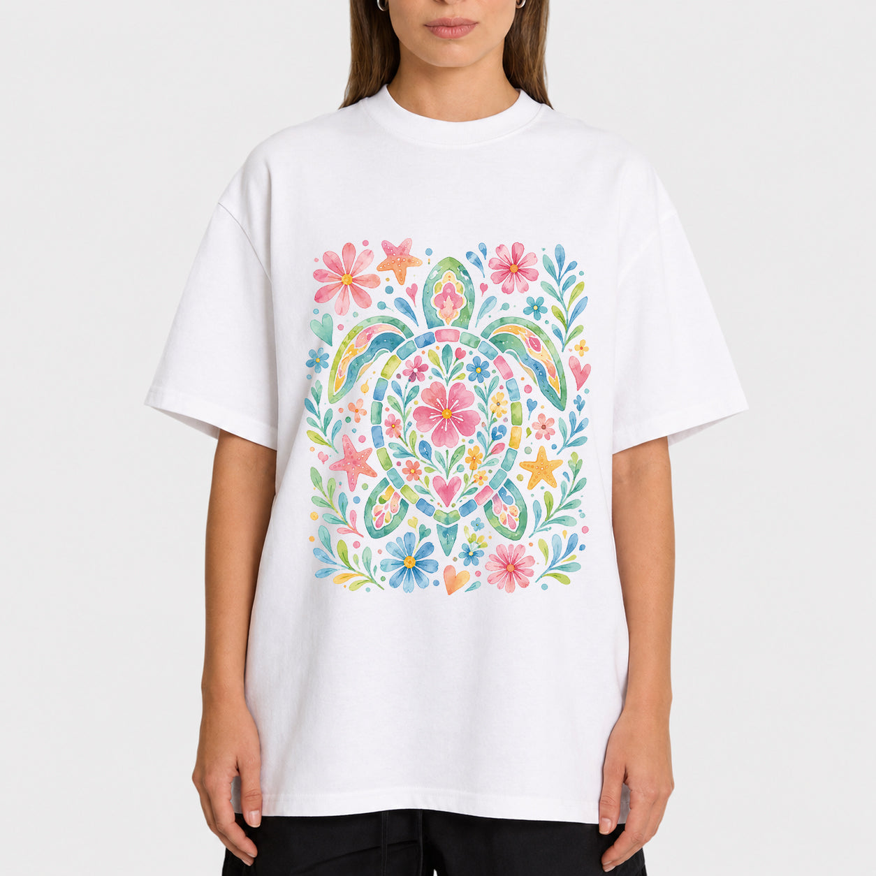 Retro Floral Graphic Oversized T-Shirt