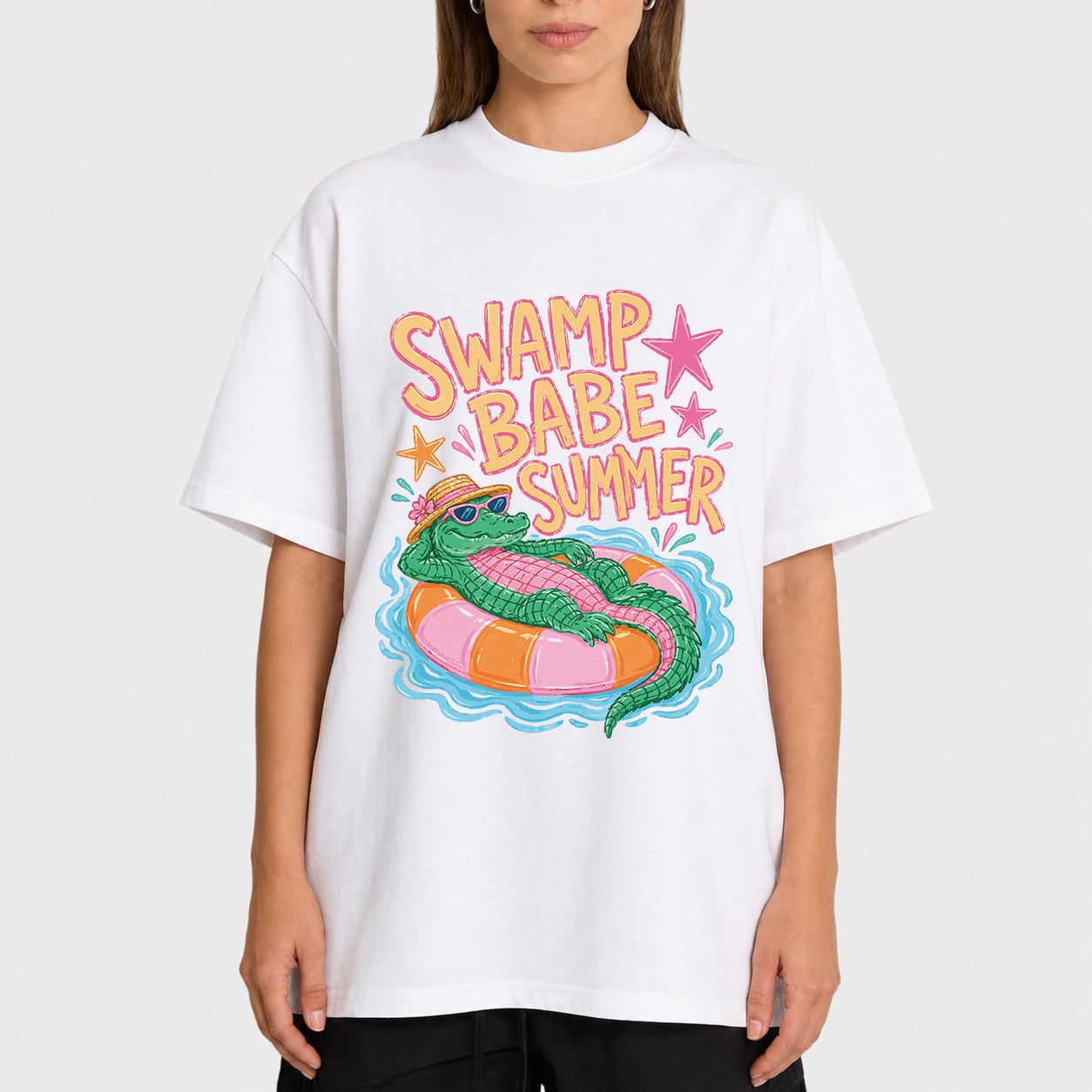 Swamp Babe Summer Graphic Oversized T-Shirt
