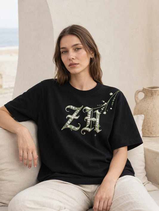 Norlune Atelier Embroidered Black Tee