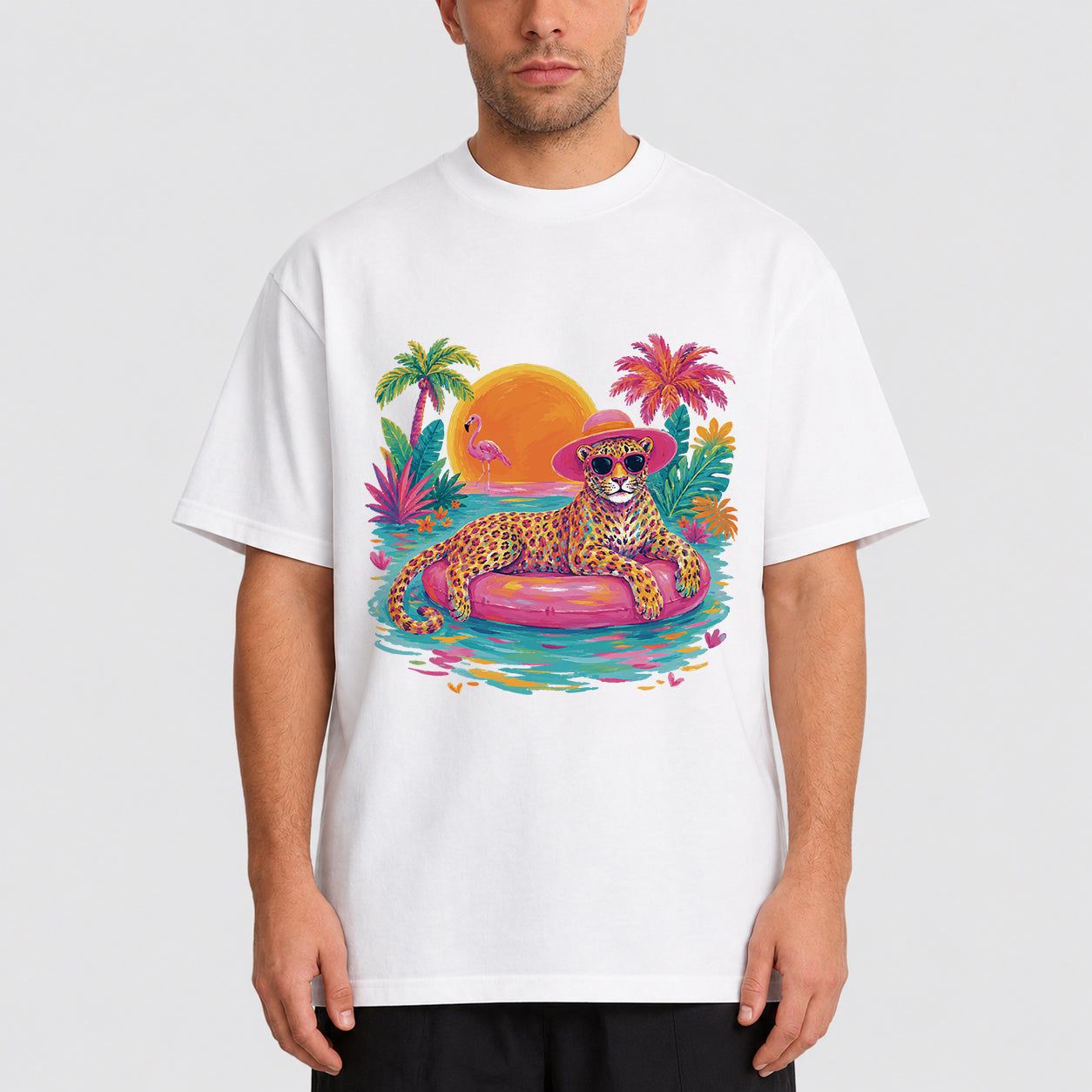 Tropical Sunset Graphic Oversized T-Shirt