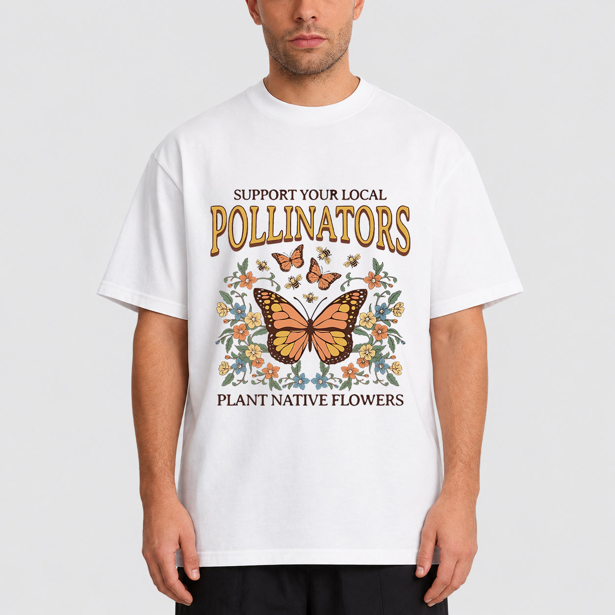Vintage Butterfly Botanical Graphic Oversized T-Shirt