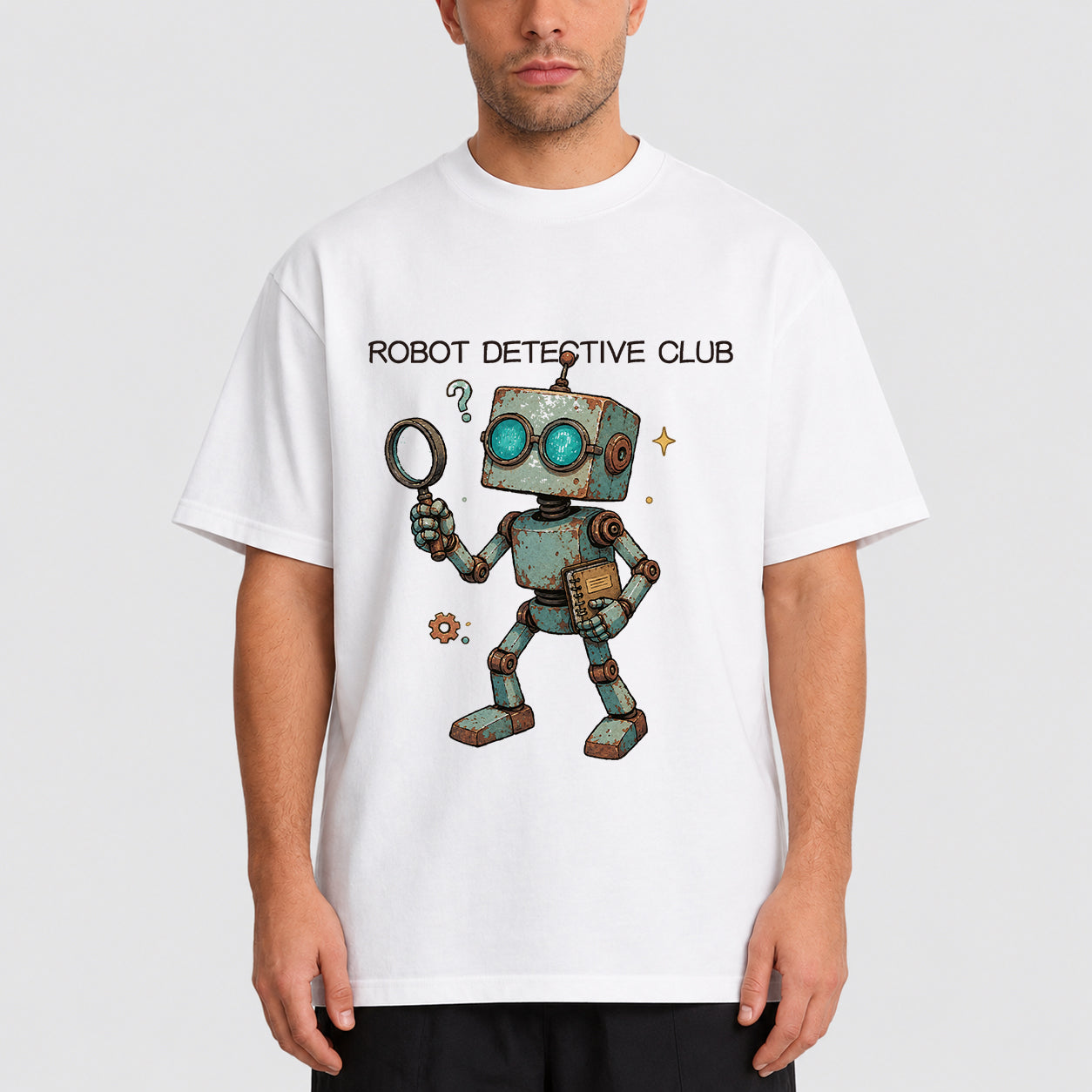 Vintage Robot Graphic Oversized T-Shirt