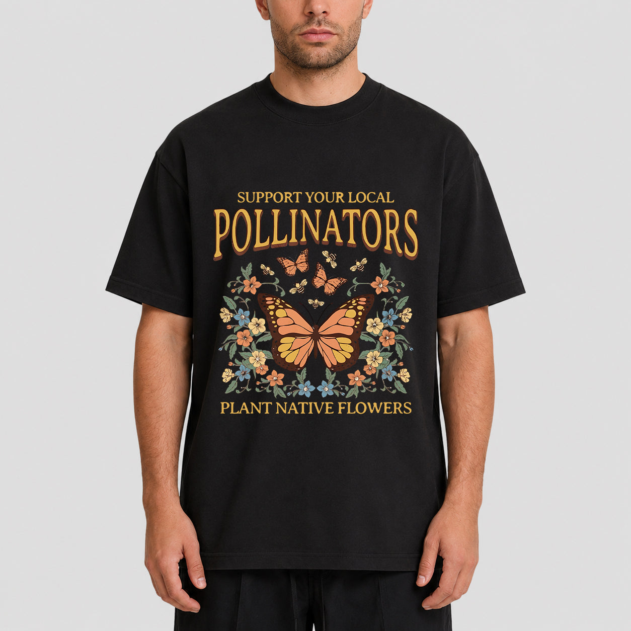 Vintage Butterfly Botanical Graphic Oversized T-Shirt