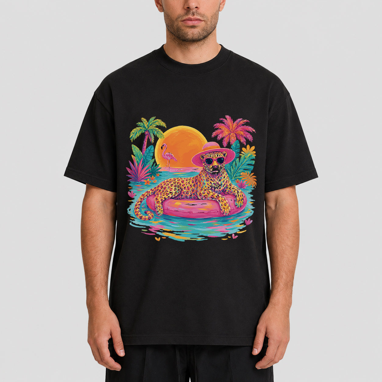 Tropical Sunset Graphic Oversized T-Shirt