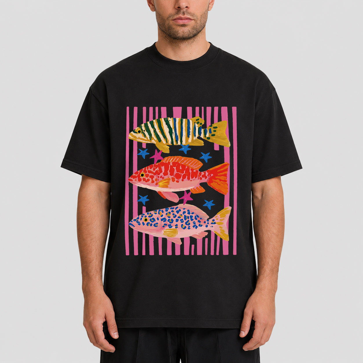 Vintage Fish Graphic Oversized T-Shirt