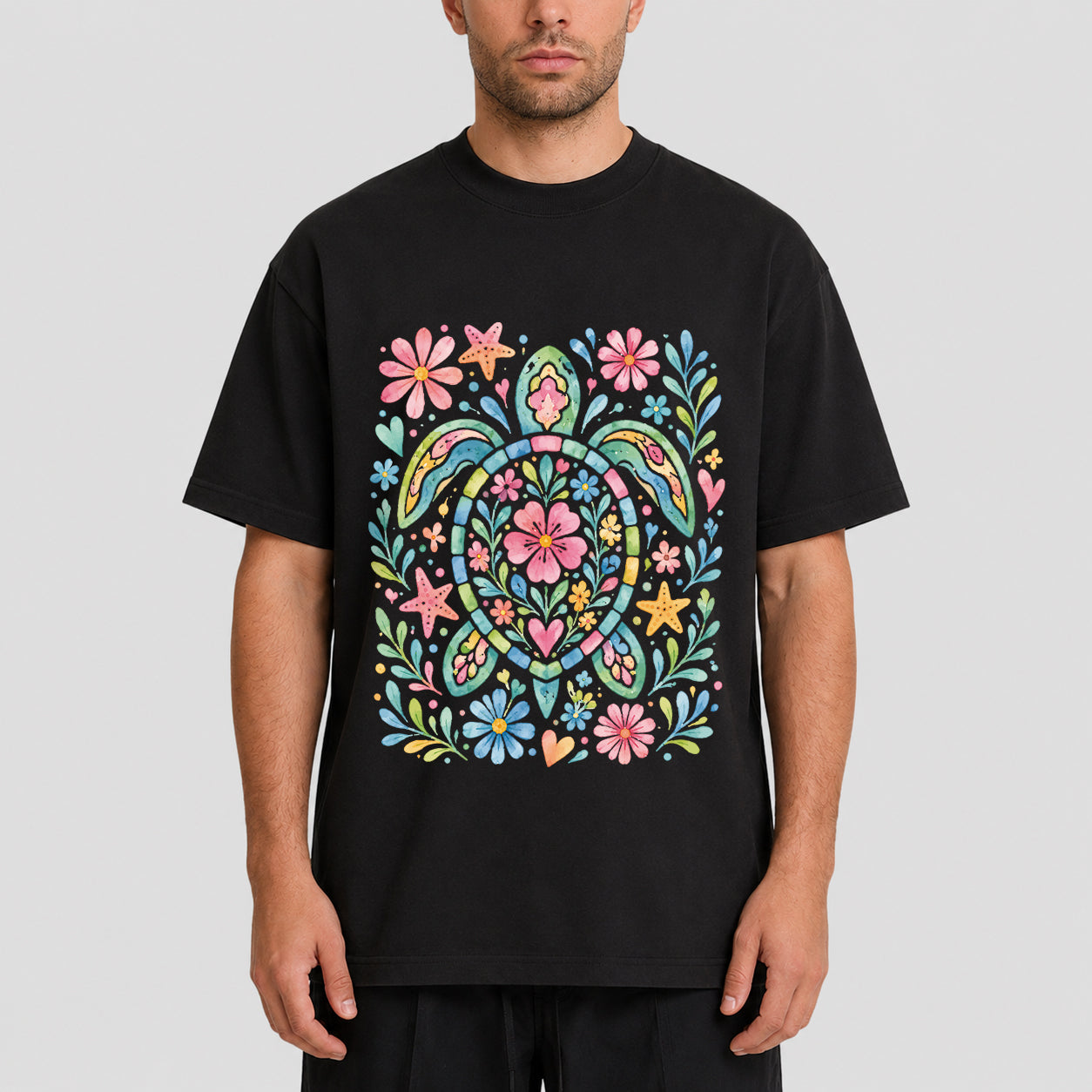 Retro Floral Graphic Oversized T-Shirt