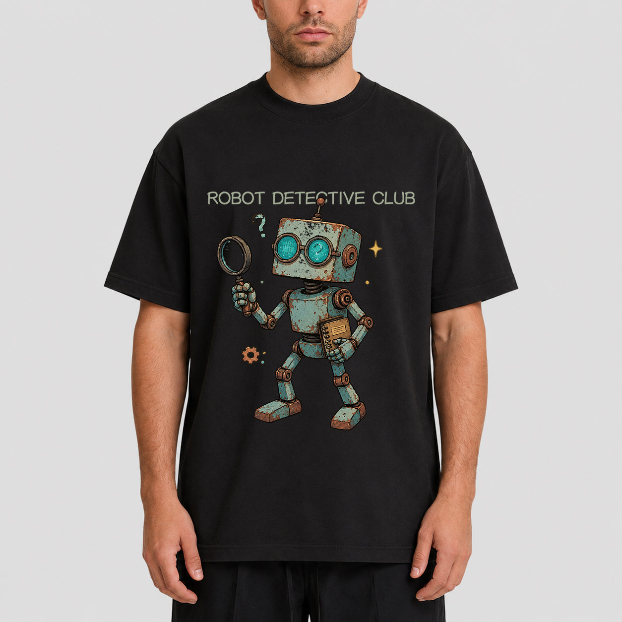 Vintage Robot Graphic Oversized T-Shirt