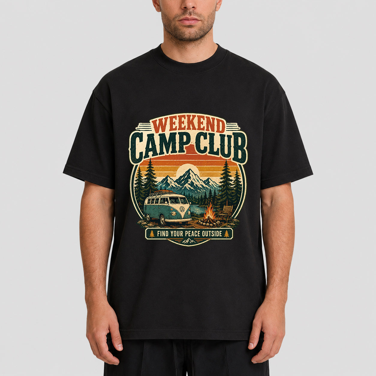Vintage Camping Graphic Oversized T-Shirt