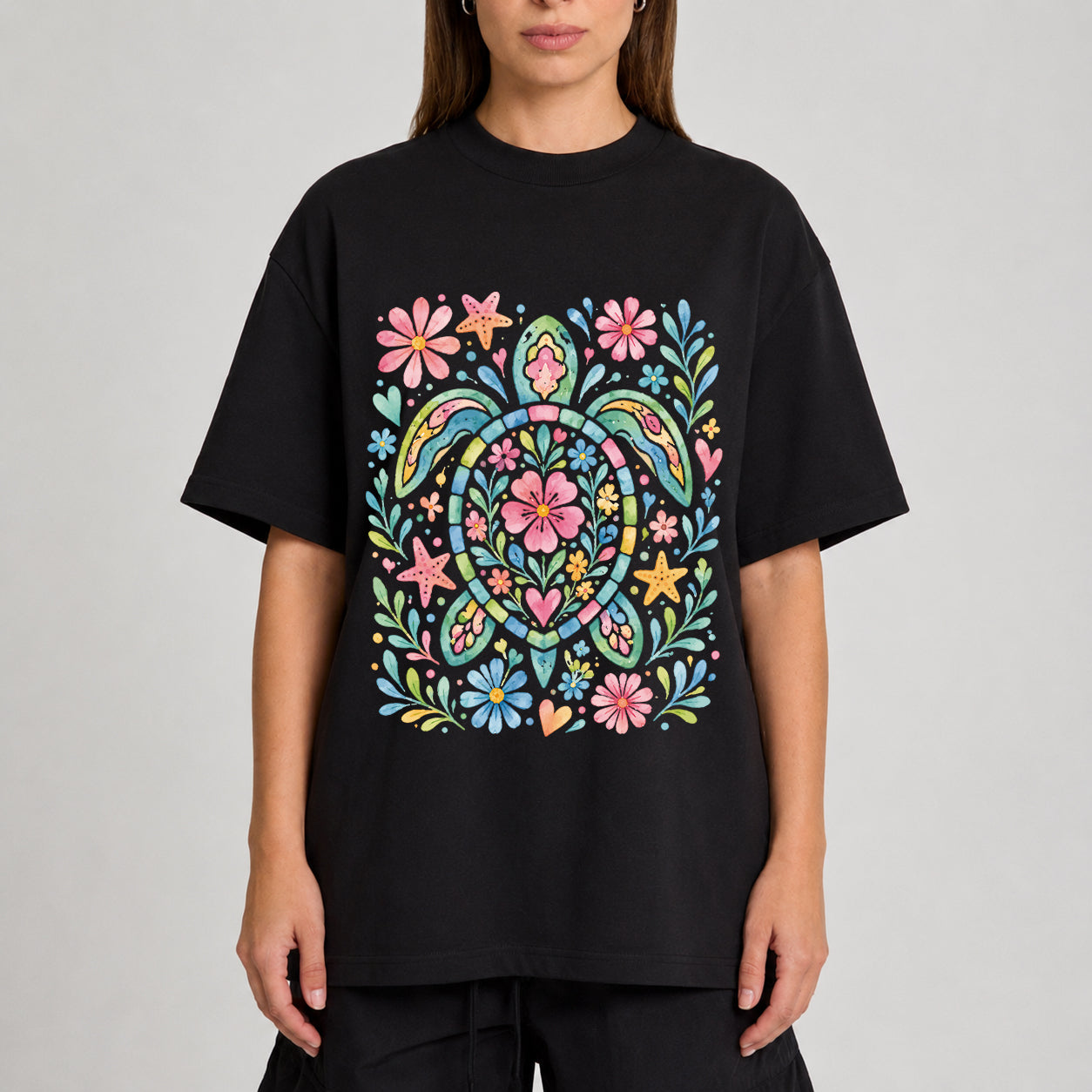 Retro Floral Graphic Oversized T-Shirt