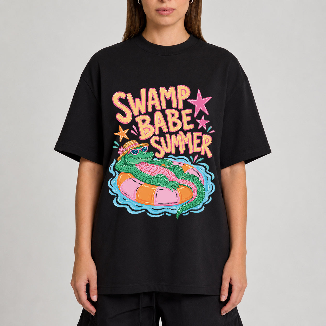 Swamp Babe Summer Graphic Oversized T-Shirt