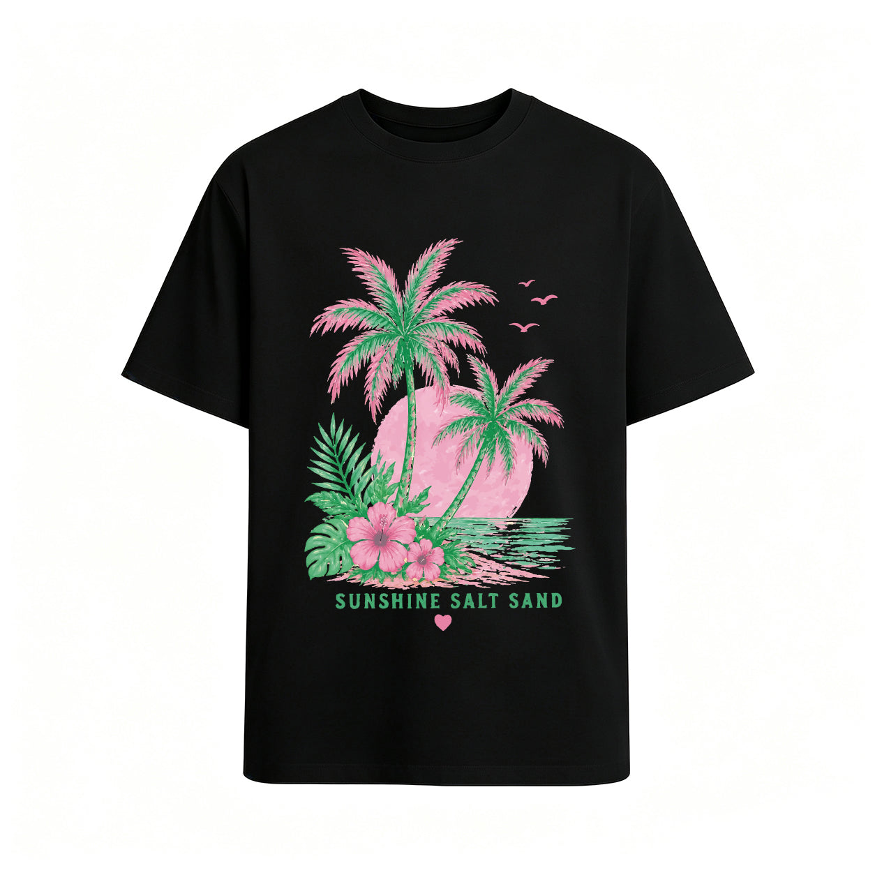Palm Tree Beach Graphic Tee, Oversized Summer T-Shirt