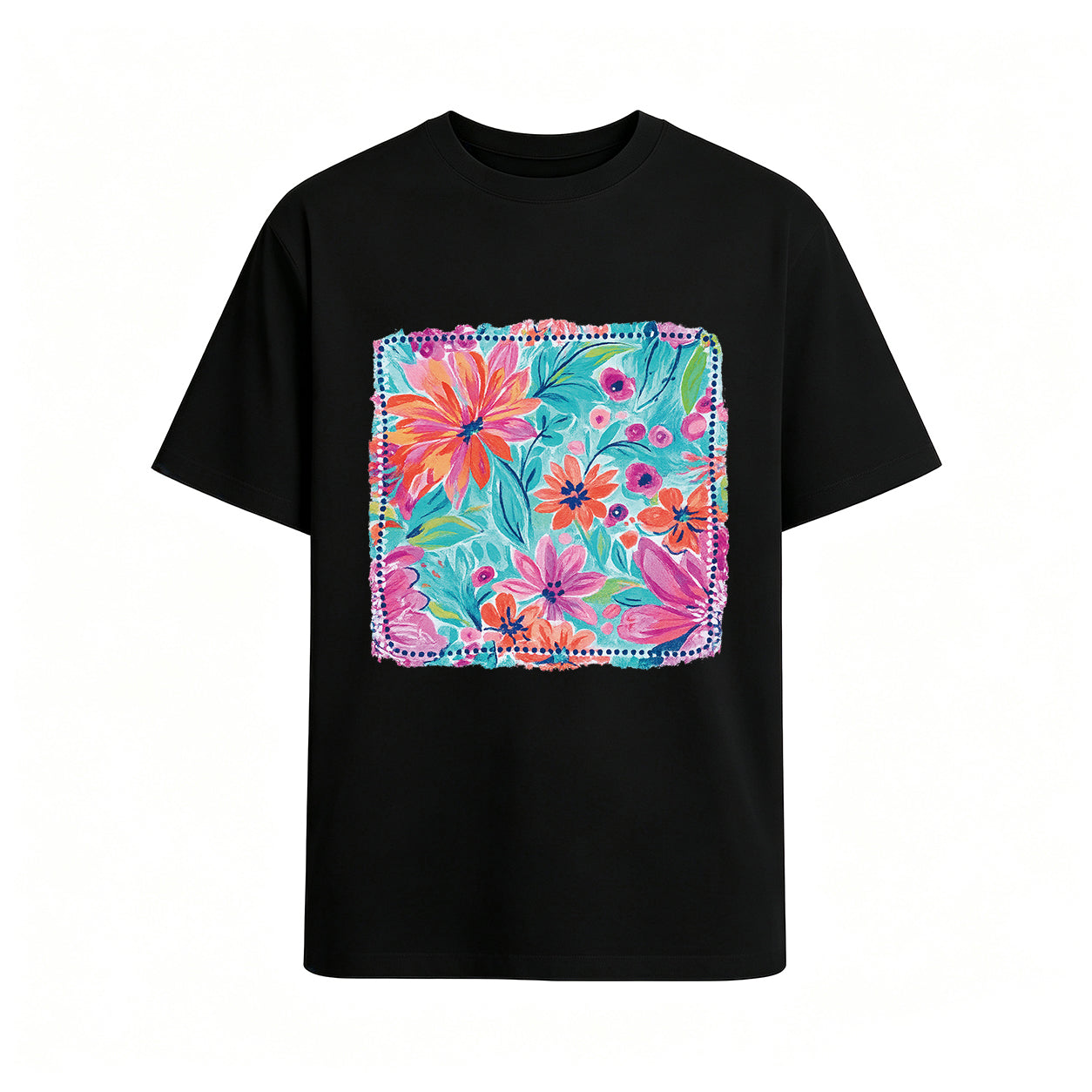 Artistic Floral Print Oversized Graphic T-Shirt