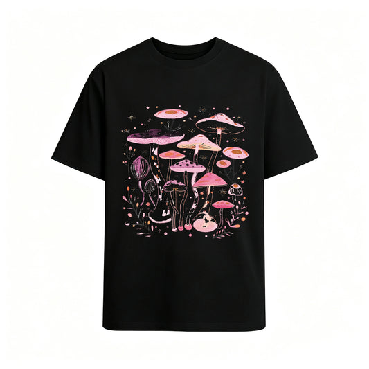 Pink Mushroom Graphic Oversized T-Shirt