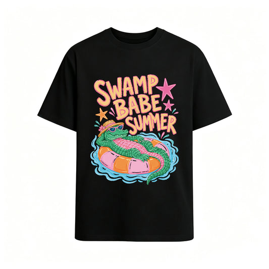 Swamp Babe Summer Graphic Oversized T-Shirt