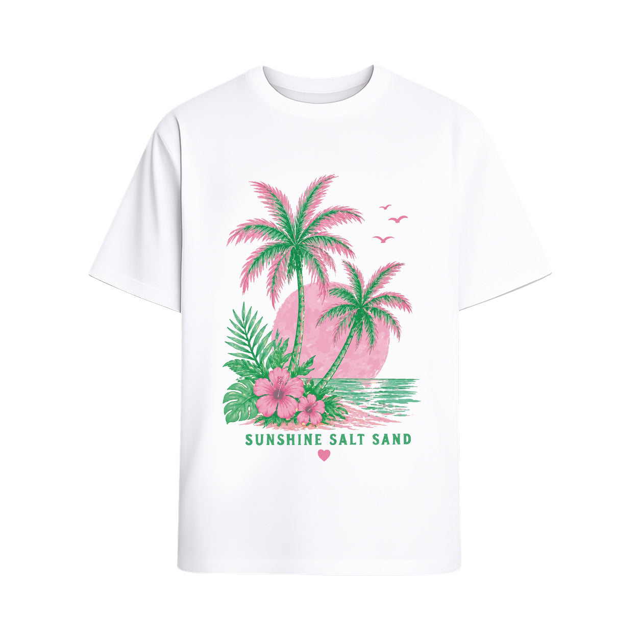 Palm Tree Beach Graphic Tee, Oversized Summer T-Shirt