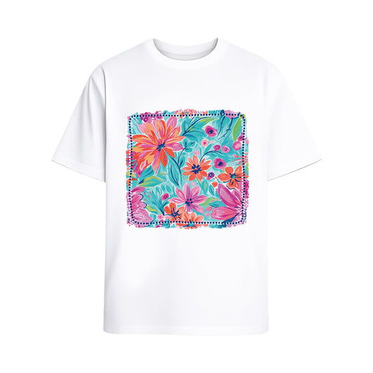 Artistic Floral Print Oversized Graphic T-Shirt