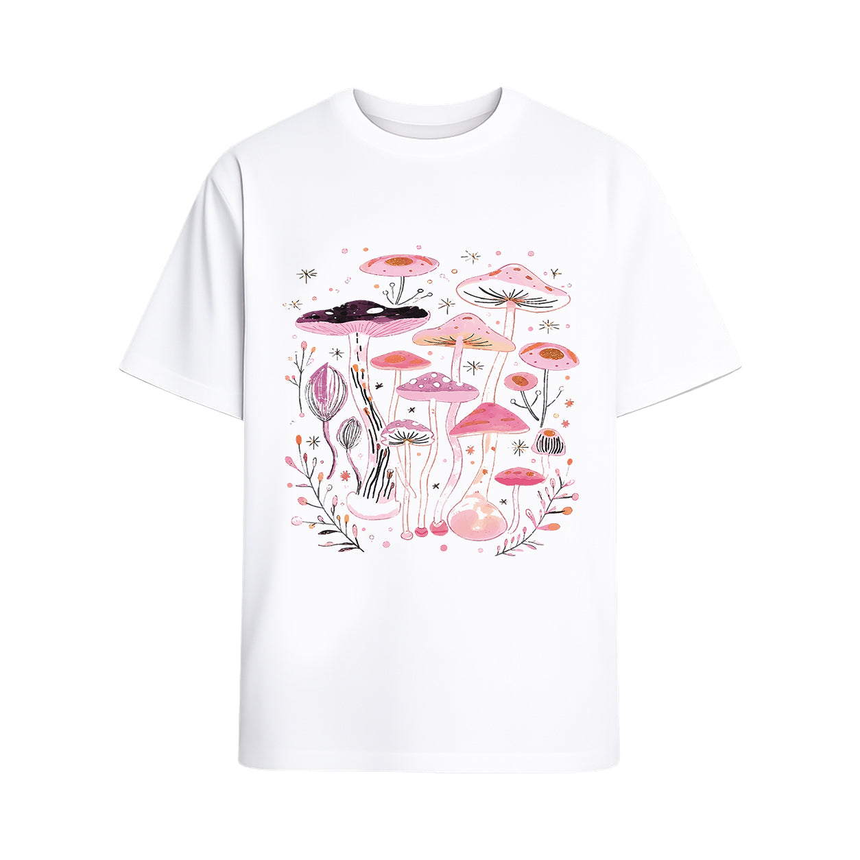 Pink Mushroom Graphic Oversized T-Shirt