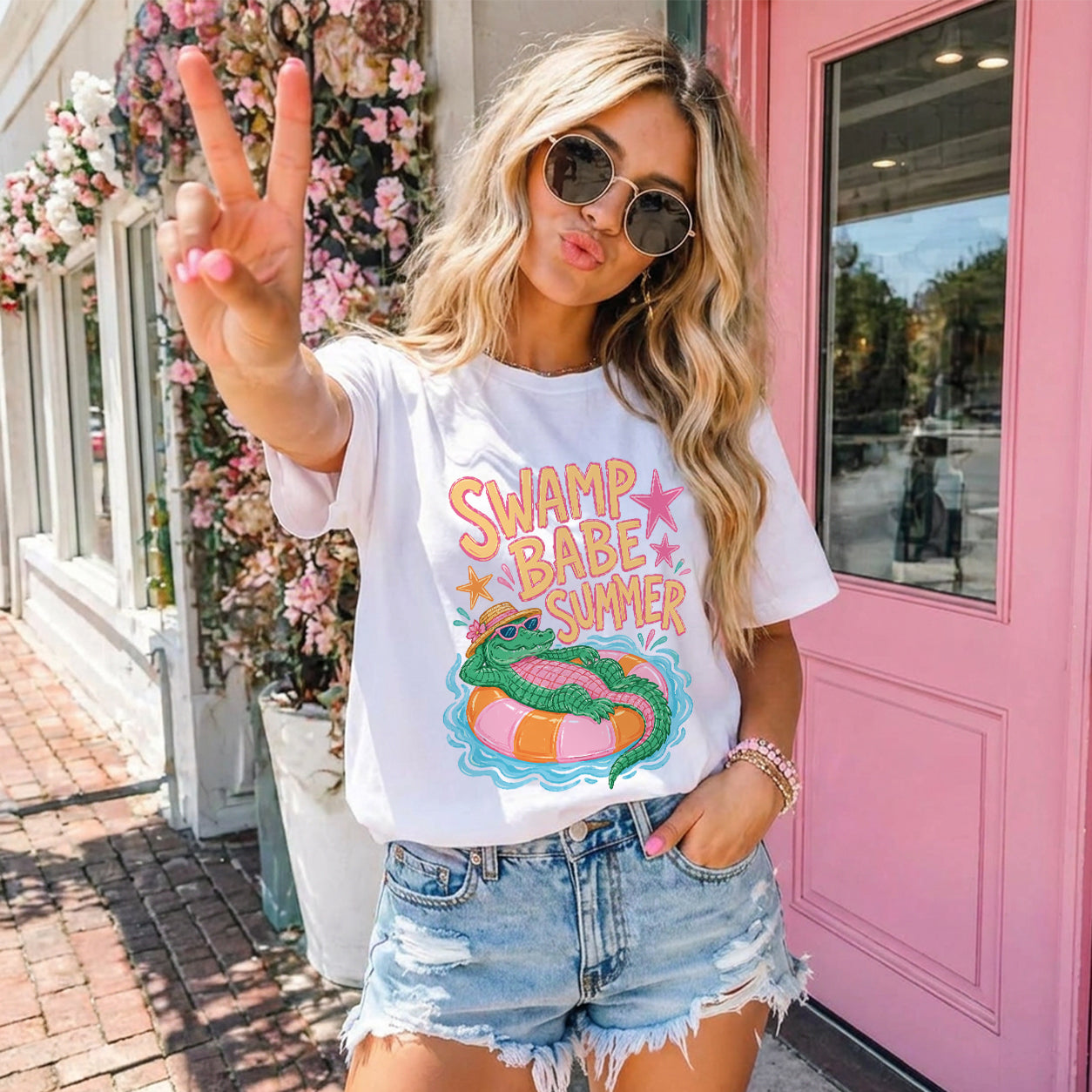 Swamp Babe Summer Graphic Oversized T-Shirt