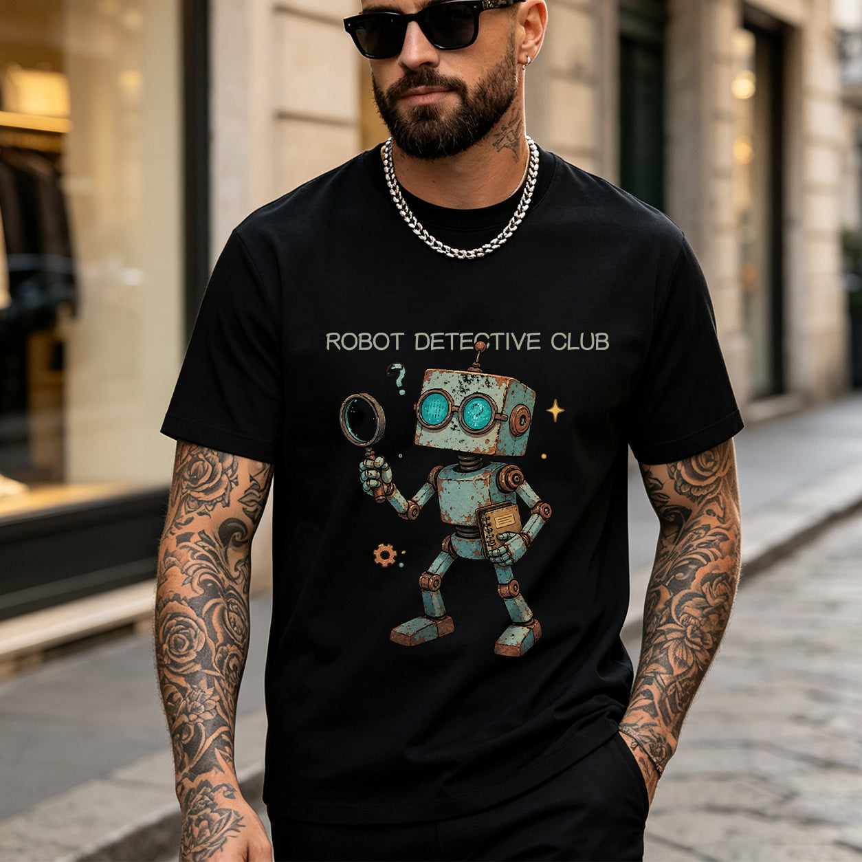 Vintage Robot Graphic Oversized T-Shirt