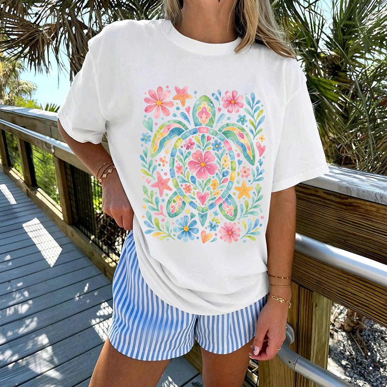 Retro Floral Graphic Oversized T-Shirt