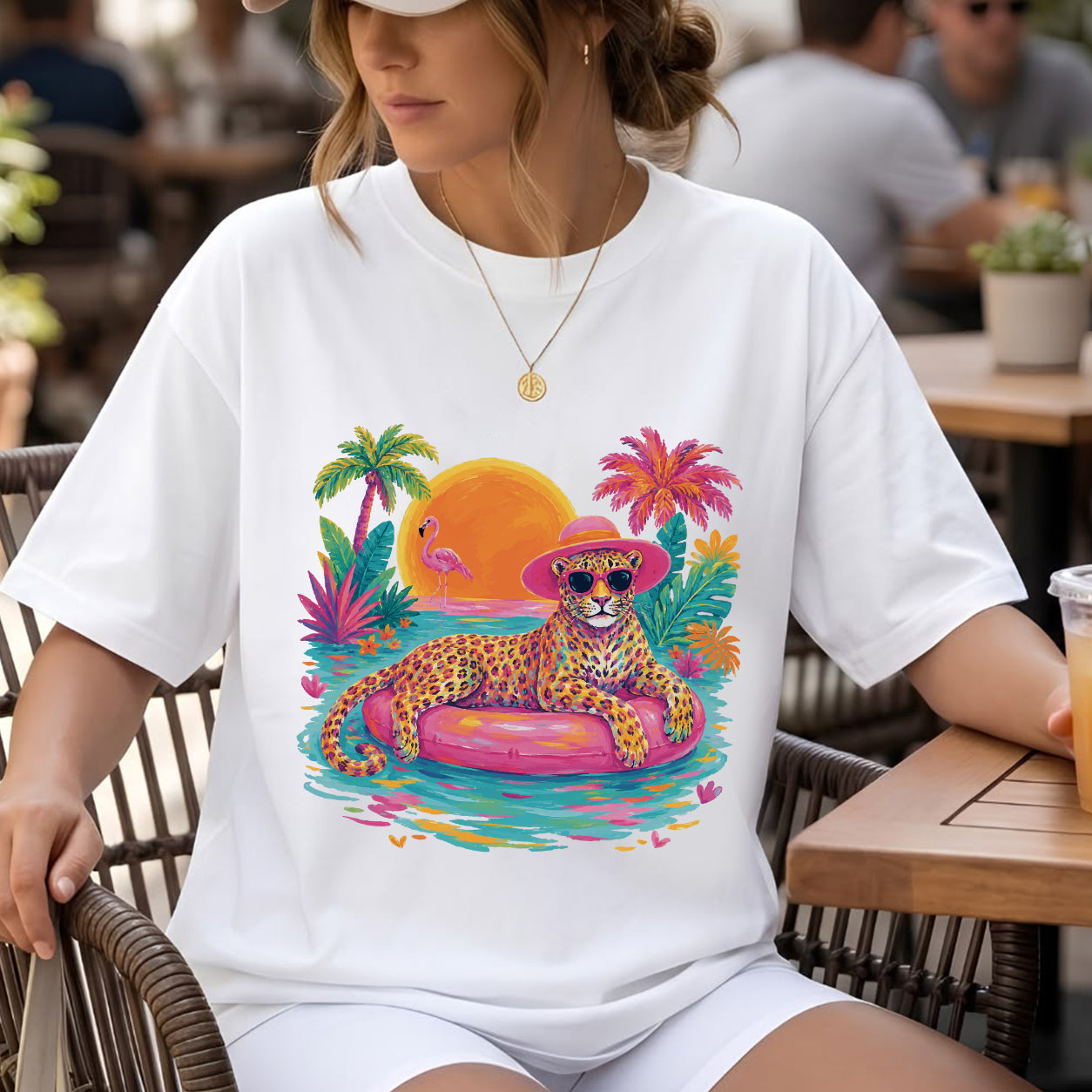 Tropical Sunset Graphic Oversized T-Shirt