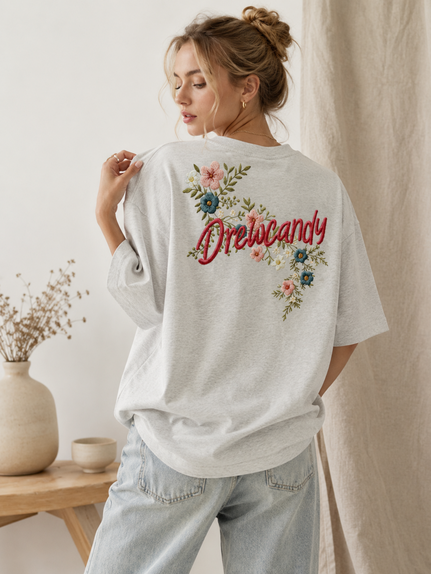 Botanical Name Embroidery Casual Top