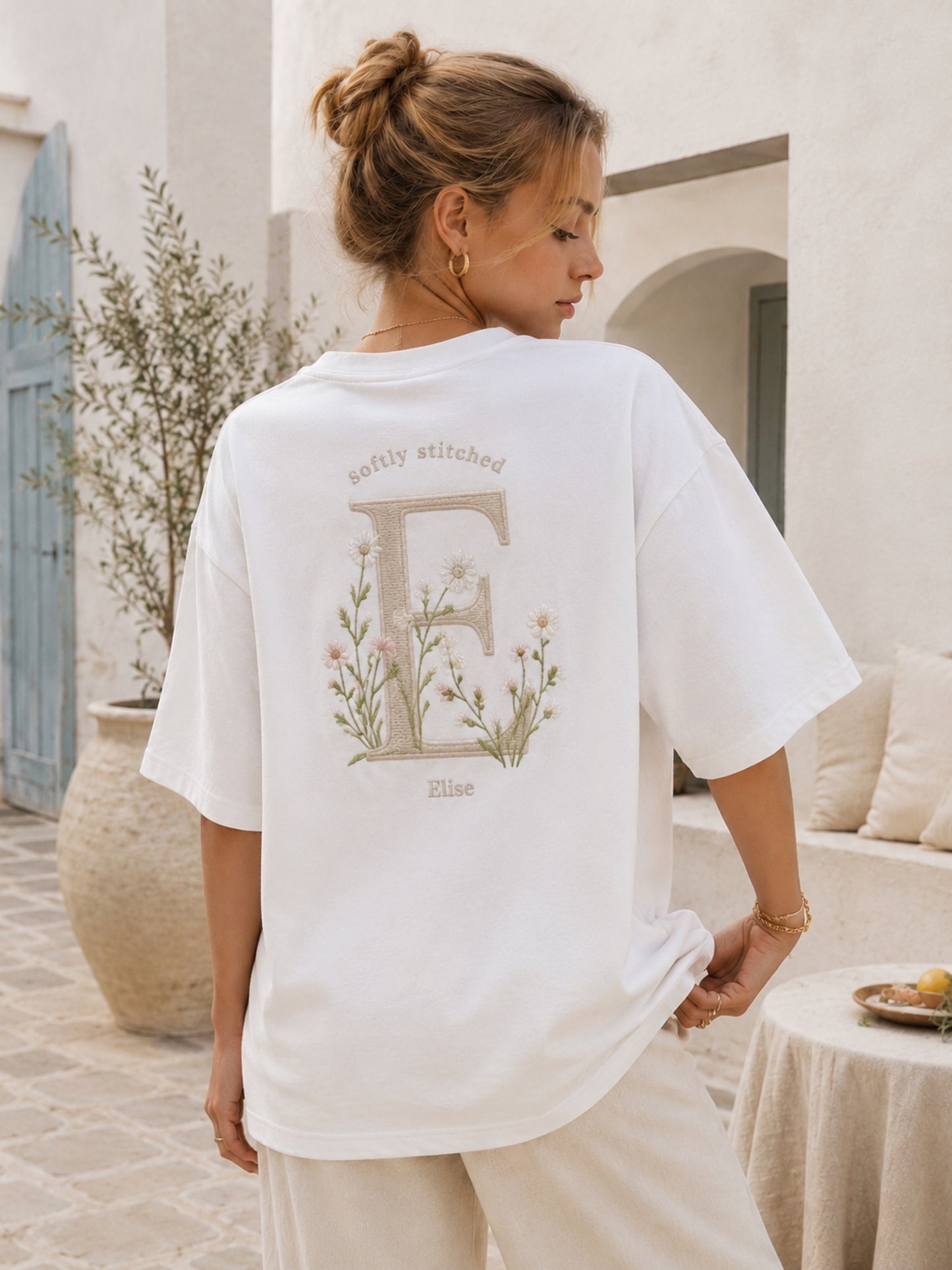 Custom Name Wildflower Letter Casual Top