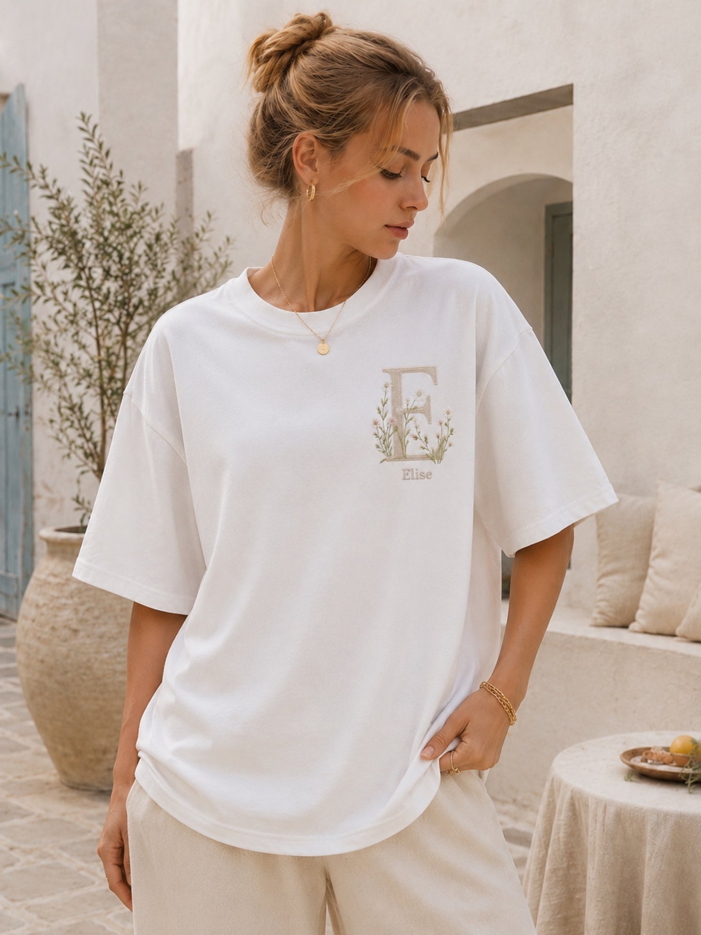 Custom Name Wildflower Letter Casual Top