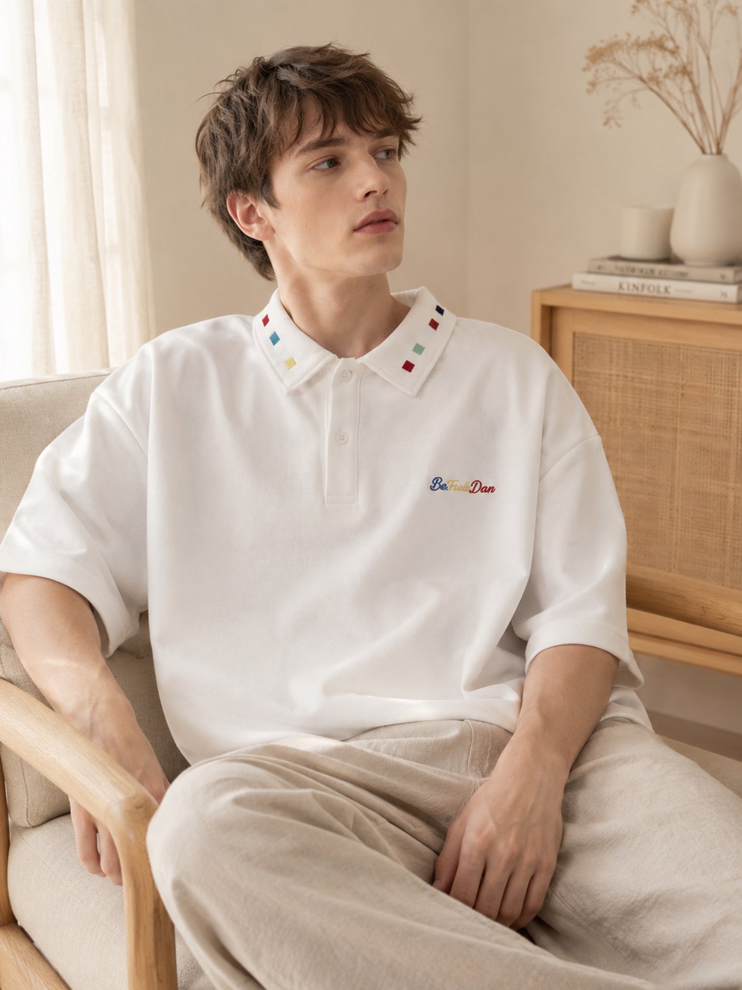 Minimalist Embroidered White Polo