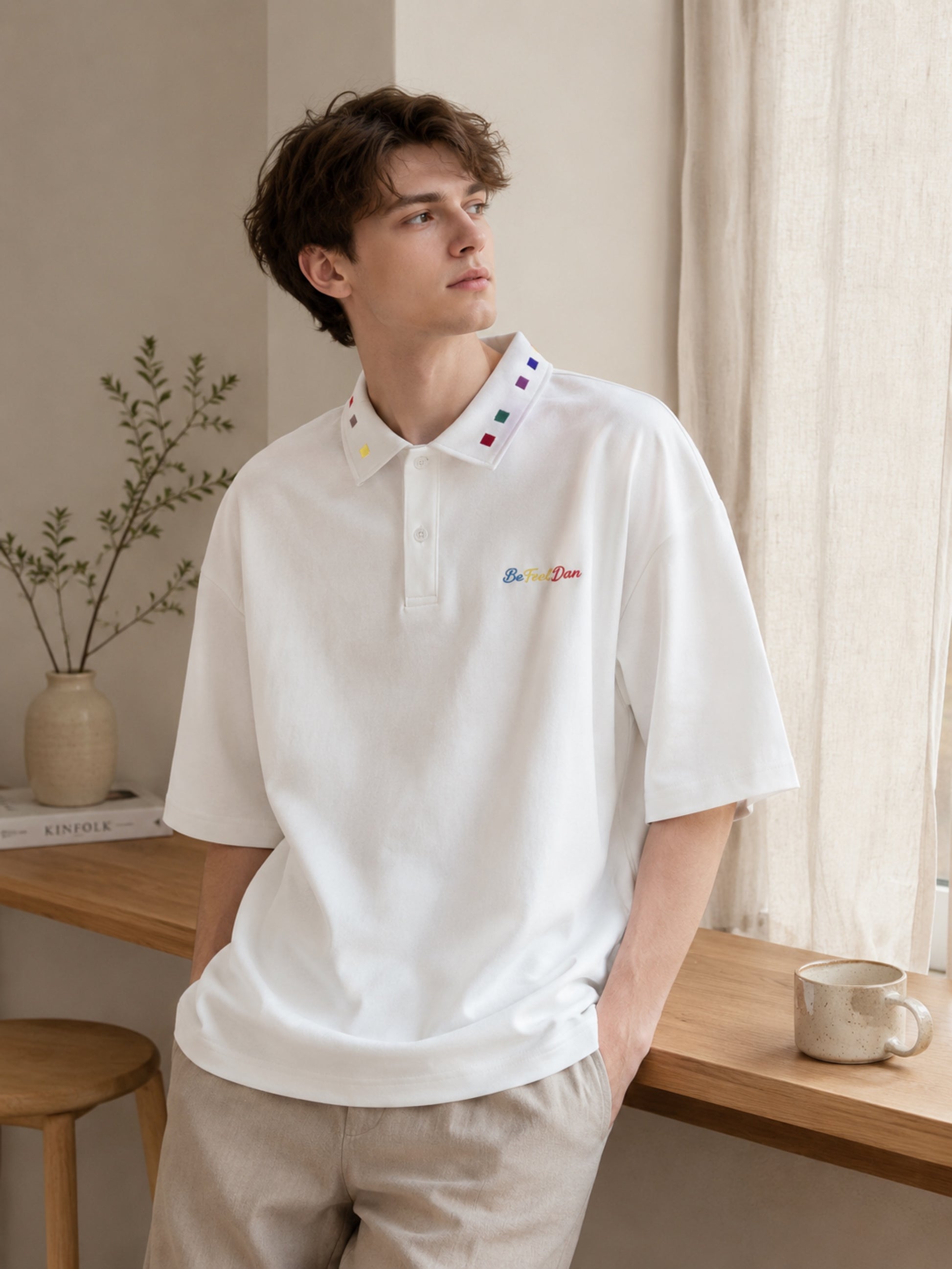 Minimalist Embroidered White Polo