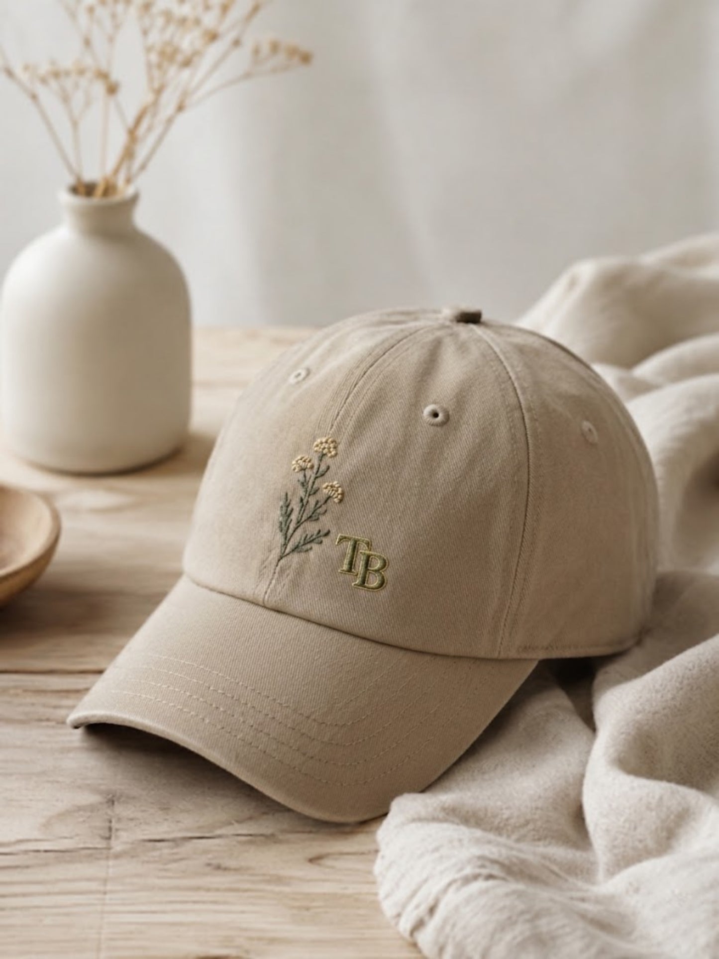 Minimalist Floral Embroidered Cap