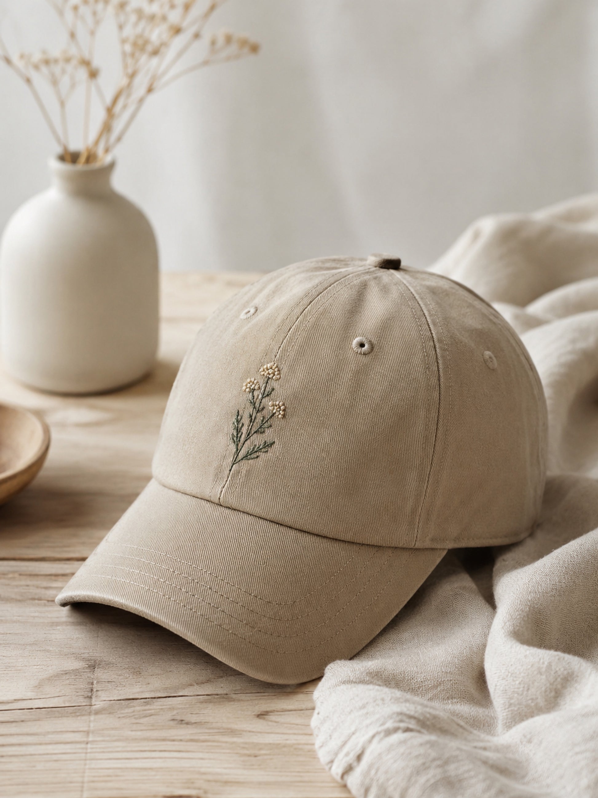 Minimalist Floral Embroidered Cap