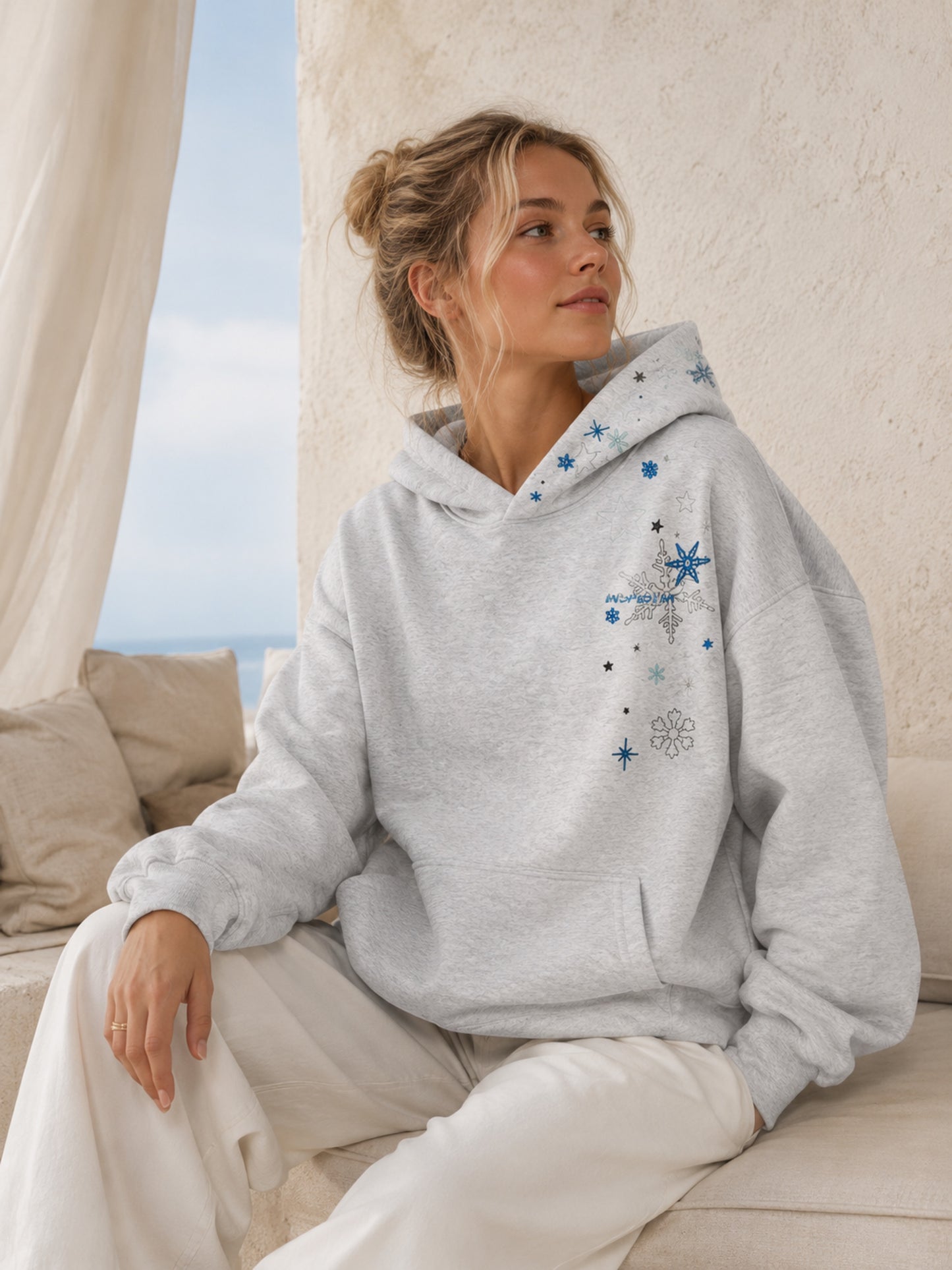 Snowflake Embroidered Hoodie