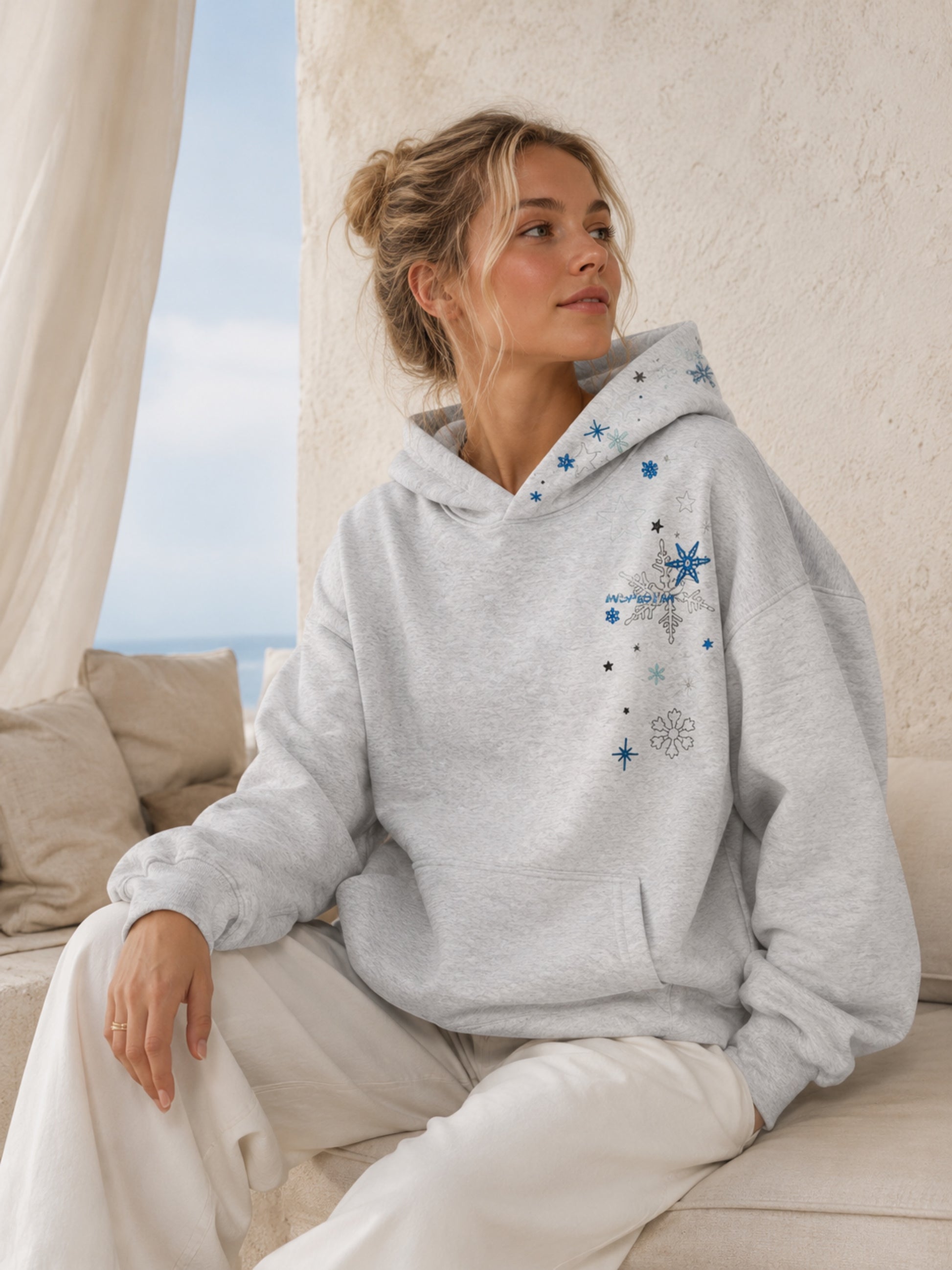 Snowflake Embroidered Hoodie