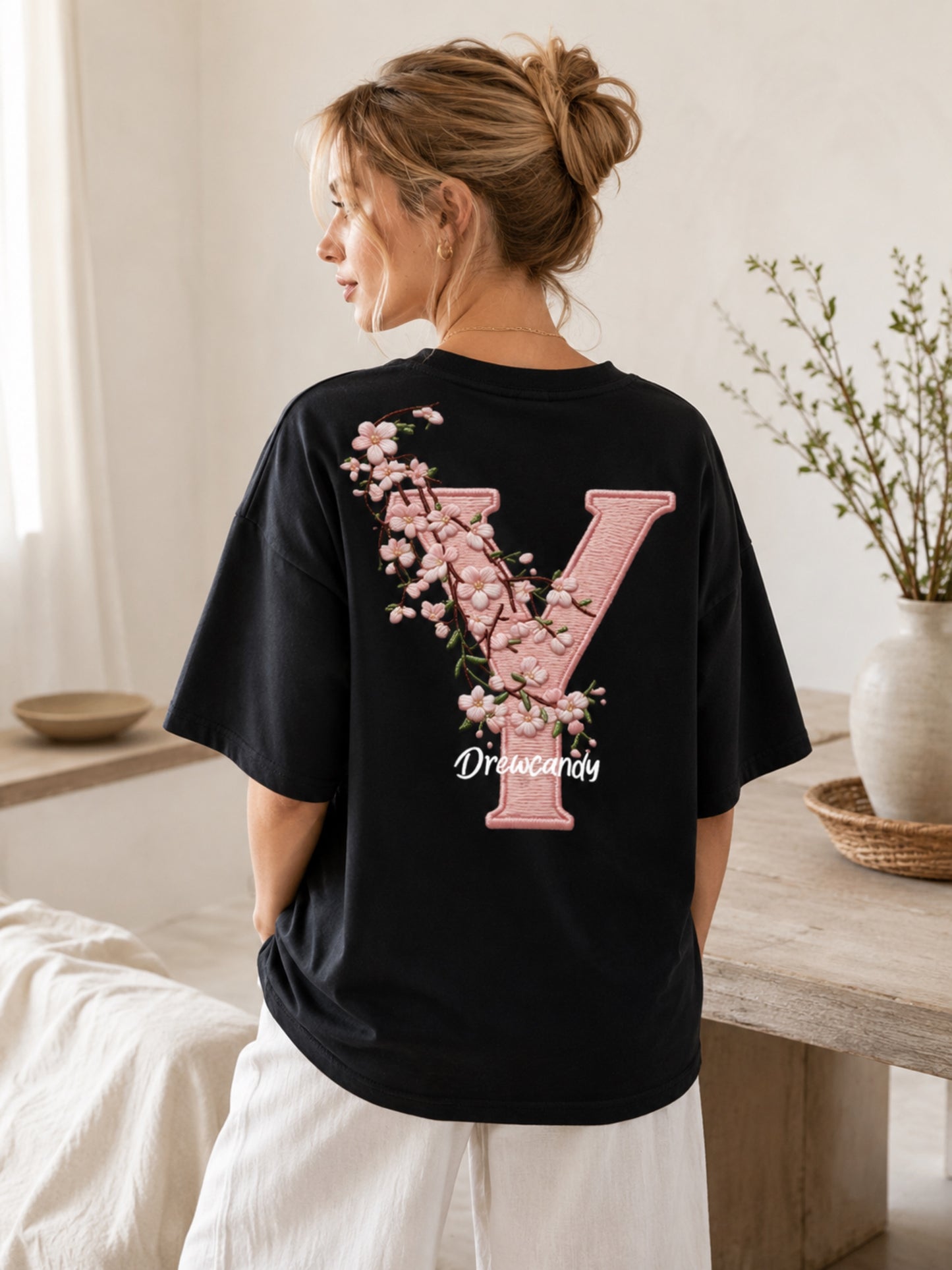 Soft Floral Custom Initial T-Shirt