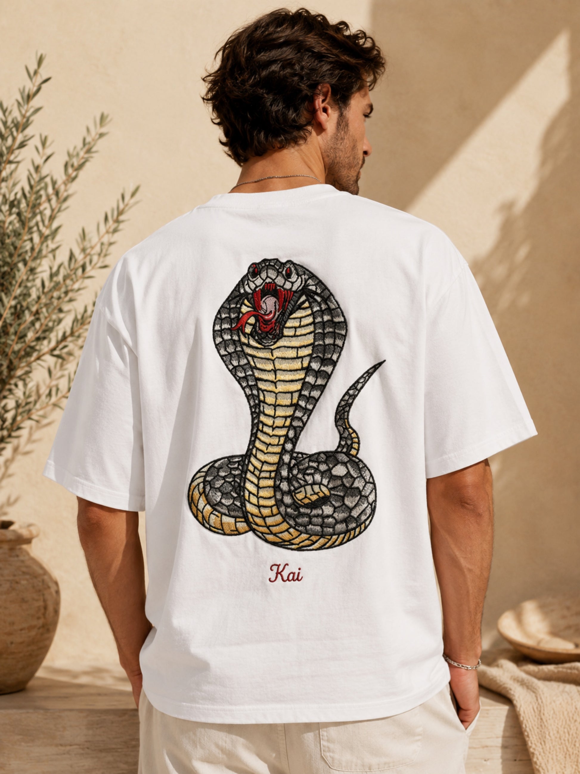 Vintage Cobra Embroidered Oversized Tee