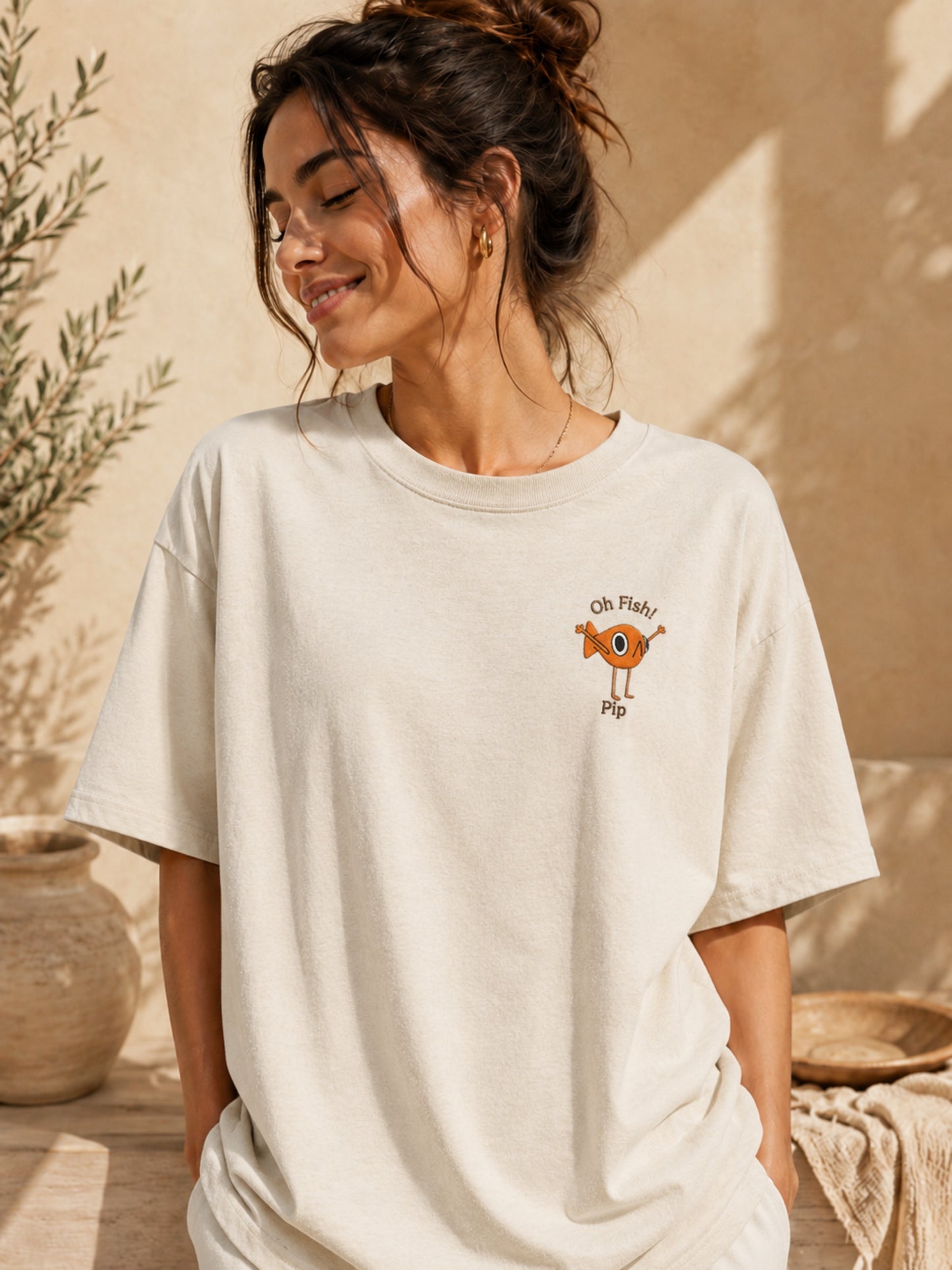 Whimsical Orange Fish Minimalist T-Shirt